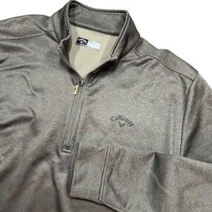 Callaway Mens XL 1/4 Zip Pullover Heathered Gray Golf Sweatshirt Mock Neck opti